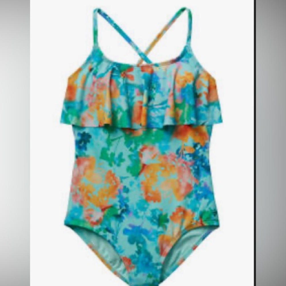NWT Athleta Girl Lumen Floral One Piece size M/8-10